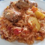 Chicken with rice, peppers and potatoes